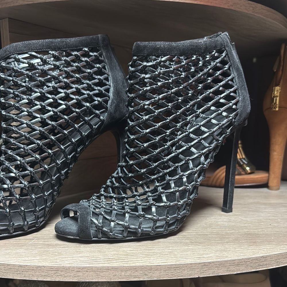 Elegant Black Mesh Women's Heels